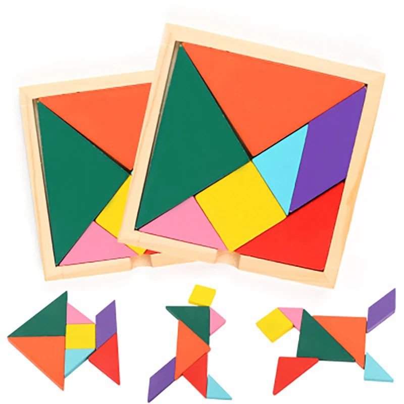 

Wooden Tangram Brain Teaser Children Early Educational Montessori Toys Kids Jigsaw Puzzle Developing Toys Table Games