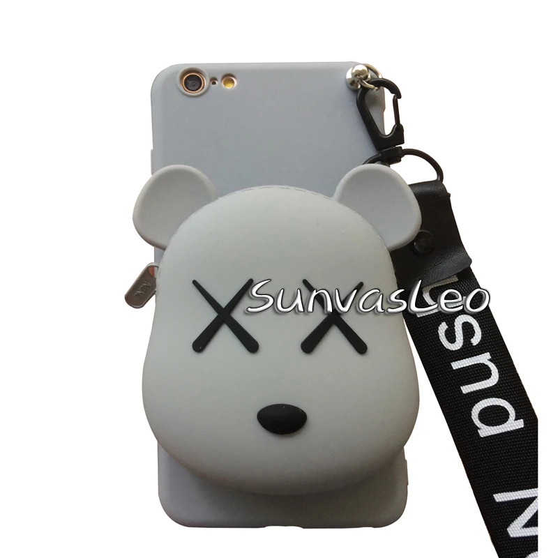 Gray Violent Bear Для huawei Honor 8 8X9 9X10 20/Lite Pro 3D Мягкий силиконовый чехол-кошелек с изображением животных из мультфильма чехол-кошелек для телефона с ремешком на цепочке - Цвет: Gray Violent Bear