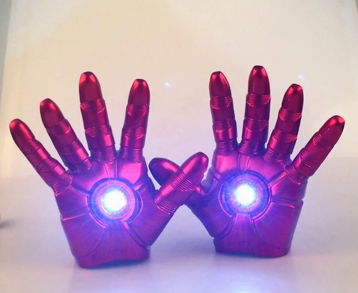 

[VIP] 1 pair 1:1 Cosplay super hero Iron hero Mark 3 LED light Gloves luminous Action Figure Toy model costume party kids gift