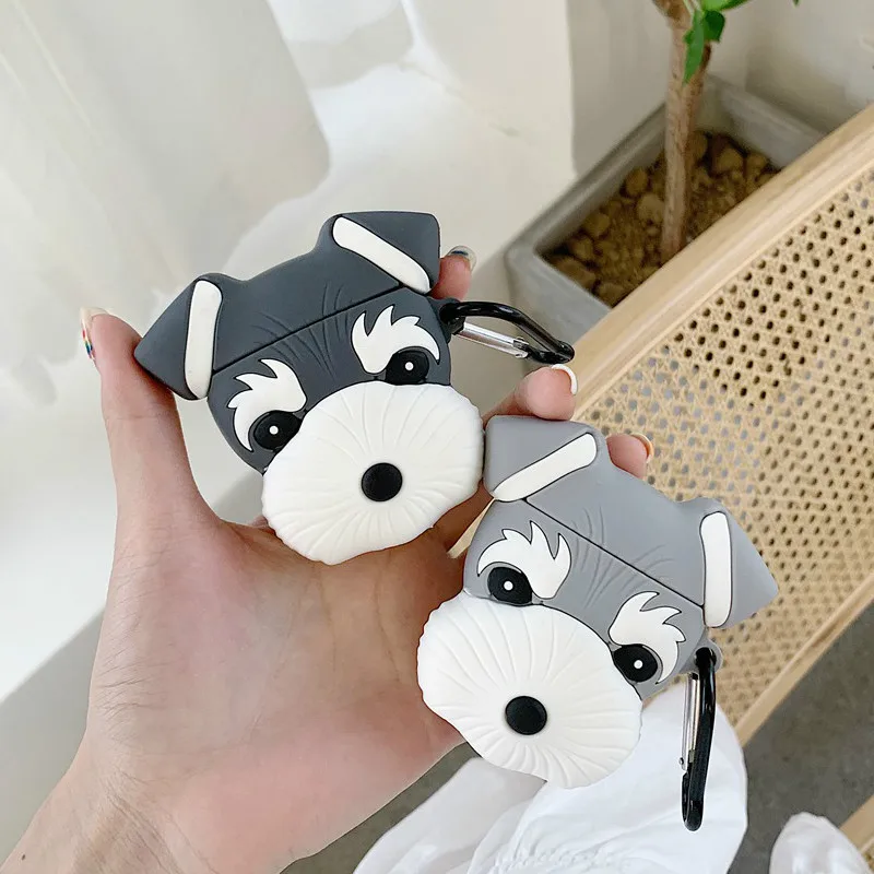 3D чехол для наушников AirPods силиконовый милый ins медведь собака Apple Air pods 2