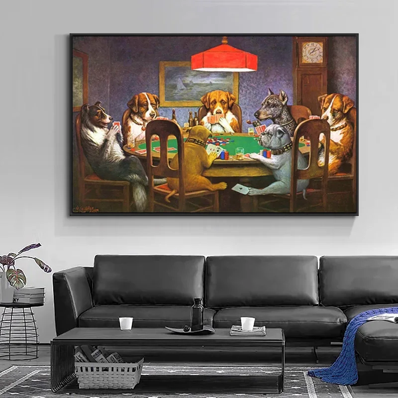 

Dog Playing Cards Canvas Paintings Animal Bulldog Gorilla Posters and Modern Prints Wall Art Pictures for Living Room Home Decor