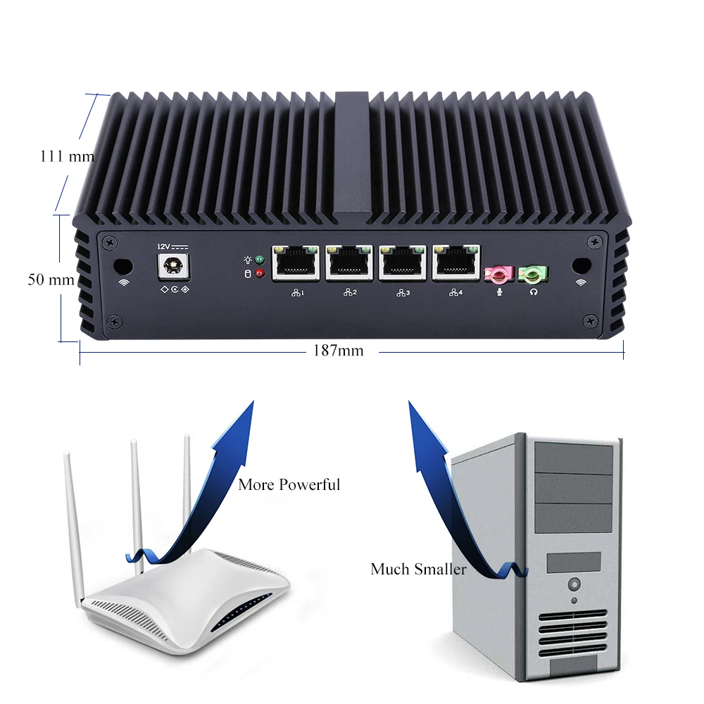 Qotom мини пк Core i3 i5 процессор AES-NI 4 LAN pfsense роутер брандмауэр Fanless Mini PC