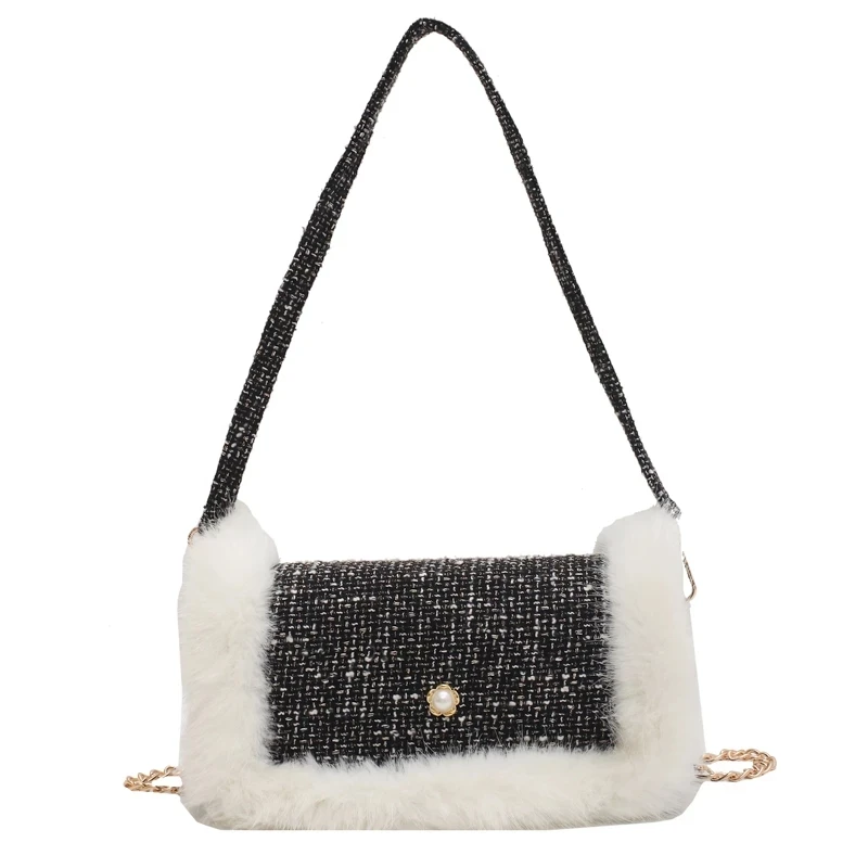 

Sweet Lady Plush Flap Crossbody bag 2020 Winter New High-quality Wool Women's Designer Handbag Chain Shoulder Crossbody Bag
