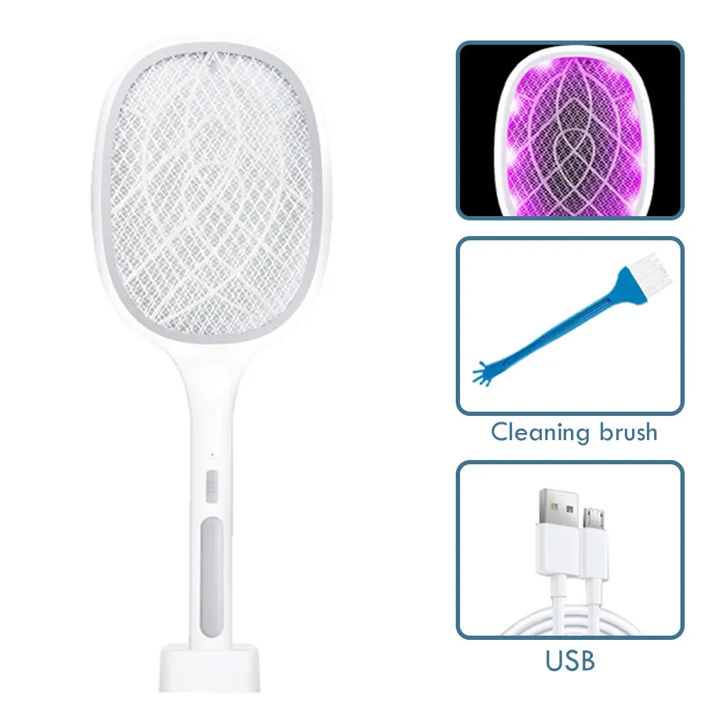 

3000v Electric Fly Swatter With Ultraviolet Light USB Rechargeable LED Light Summer Mosquito Net Electric Mosquito Swatter