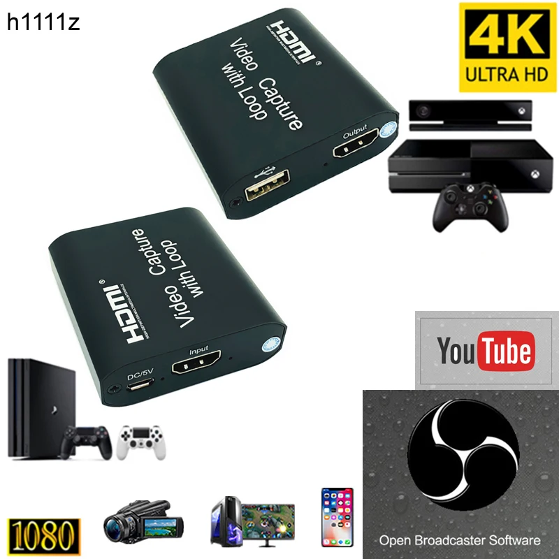 

Карта видеозахвата 1080P, 4K HDMI, USB 2,0, USB потоковая трансляция в прямом эфире