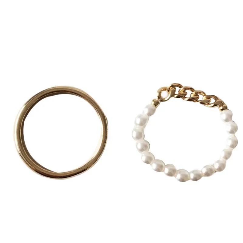 

Two-piece Chain Index Finger Ring Fashion Personality Open Ring Female Ins Tide Simple Stacking Plain Ring Joint Ring Wholesale