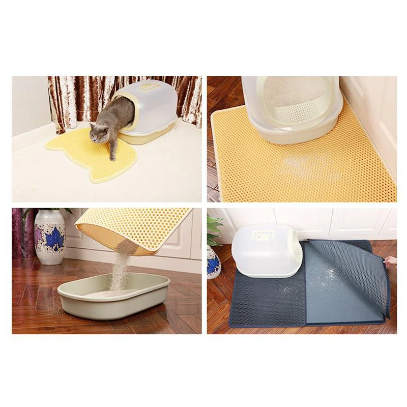 1PC Waterproof Pet Cat Litter Mat EVA Double Layer Non-slip Trapping Pad Household Sand Cleaning Floor Cover | Дом и сад