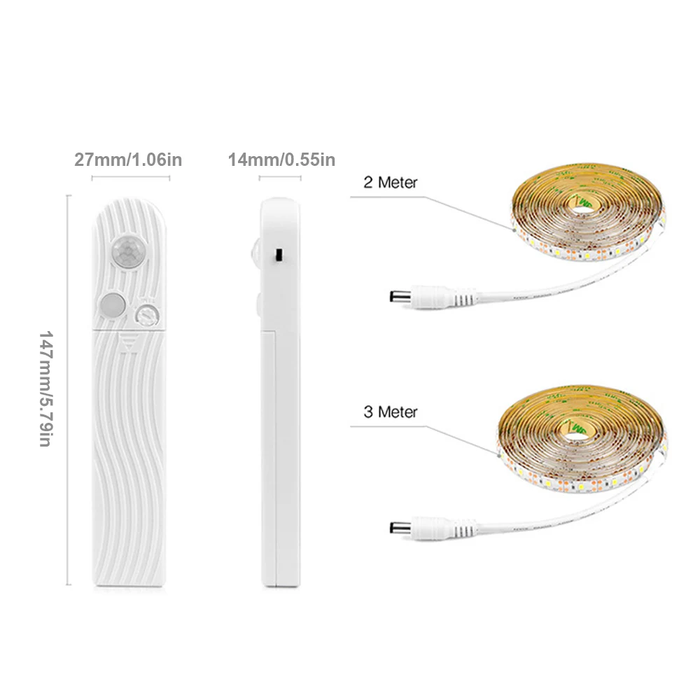 

2/3M LED Strip Light Kitchen Cabinet Light Tape LED Motion Sensor LED Strip Light Wireless PIR LED Lamp Stairs Wardrobe Lamp