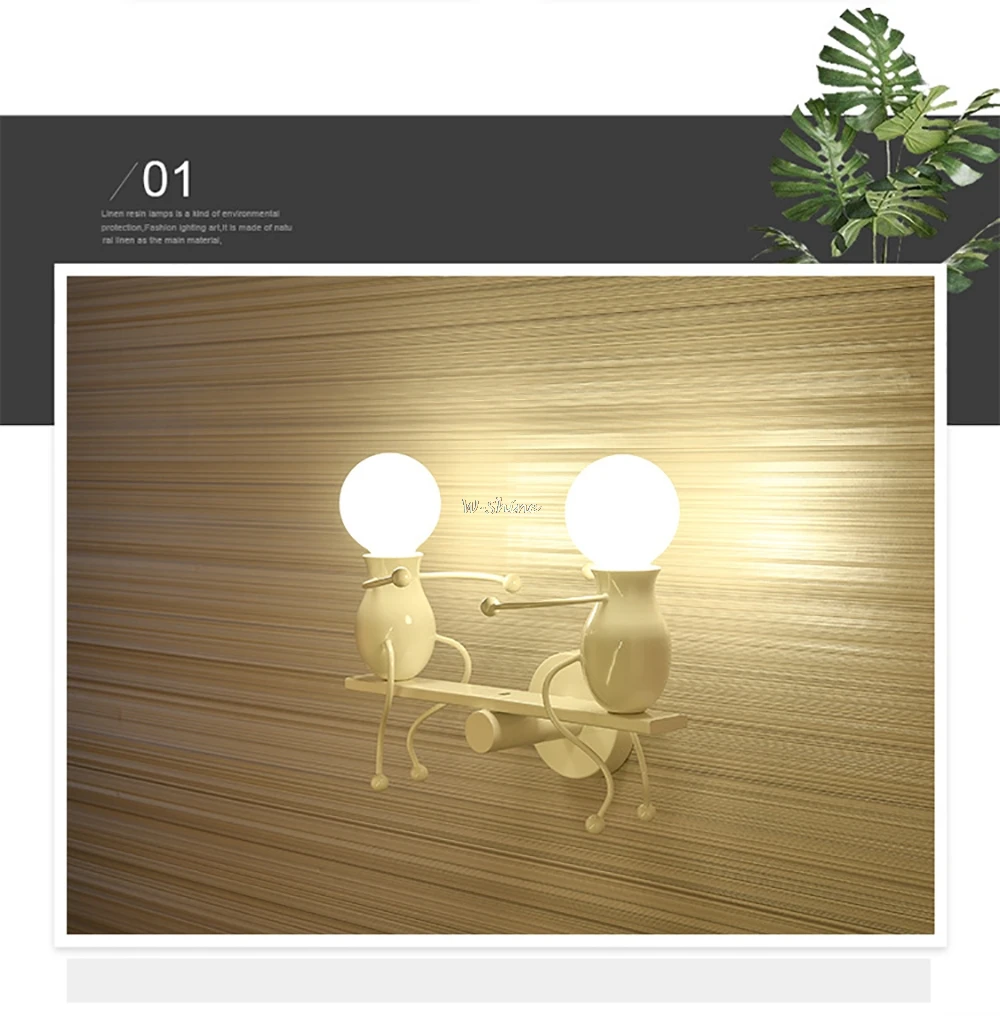 Креативная настенная лампа E27 современный двойной светильник с качели маленький