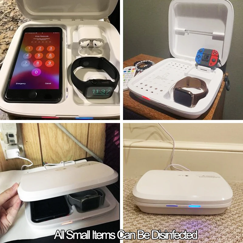 

Ozone Disinfection Cabinet Wireless Charger For iPhone for iWatch Strap for Airpods Case UV Sterilization Box For Phone Facemask