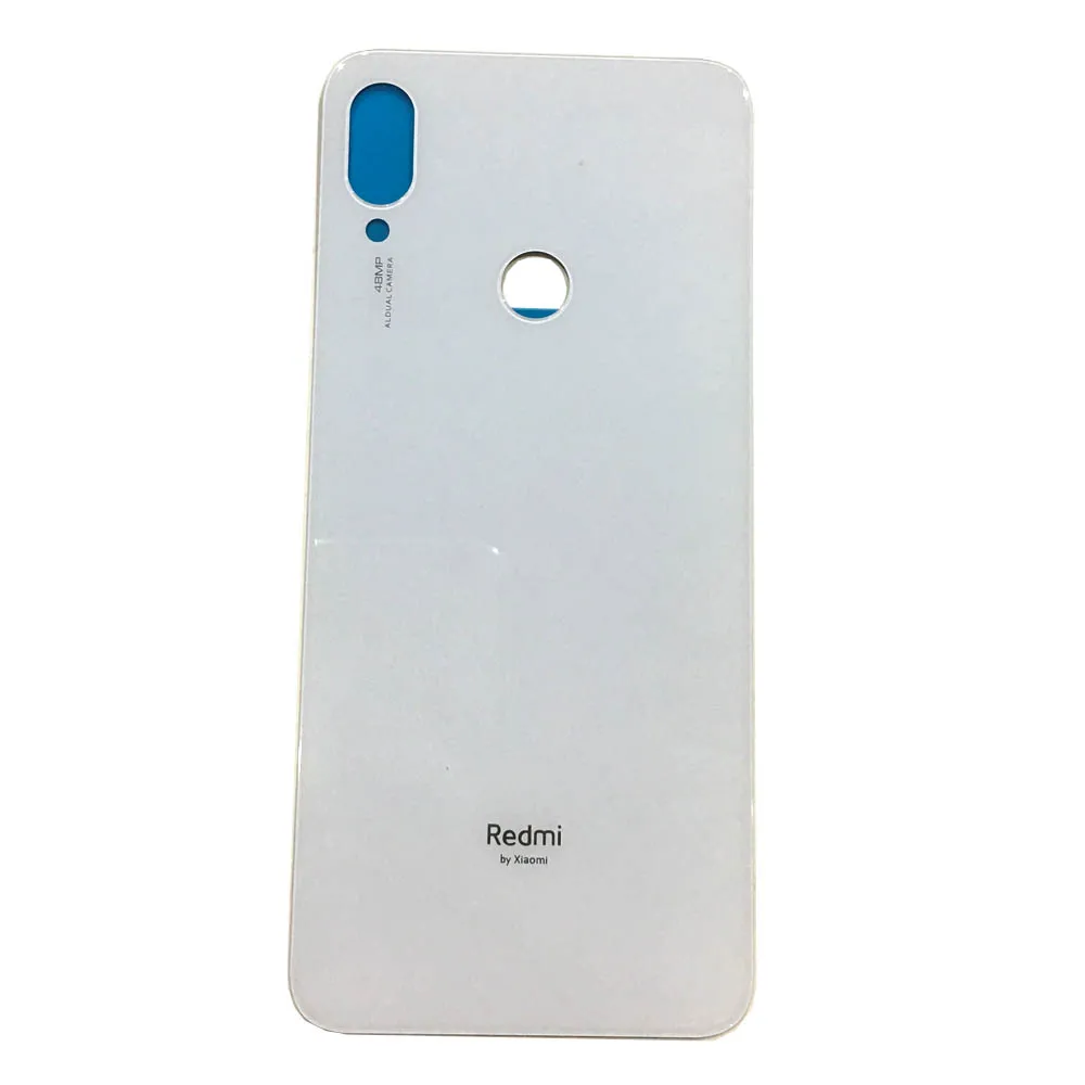 Белый Для Xiaomi Redmi note 7 крышка батареи Задняя стеклянная панель Задняя Дверь Корпус чехол для Redmi note 7 pro задняя крышка Дверь с клеем - Цвет: Белый