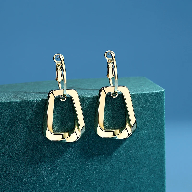 

021 Trend American New Sense of Design Geometric Temperament Gold-Color Drop Earrings Cold-Style Unusual Women Earrings
