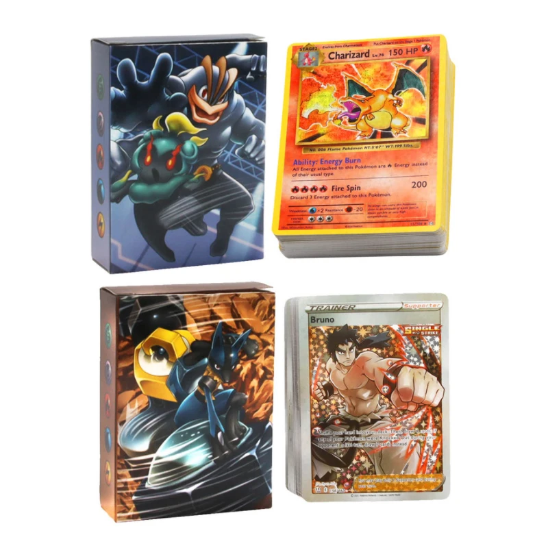 60PCS/SET Charizard Mewtwo Pokemon Cards Flash First Edition Basic Trainer English Generation Game Collection Gift | Игрушки и хобби