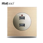 Настенная розетка Wallpad L6, с двойным USB-портом для зарядки 2,4 А, с золотистой матовой алюминиевой металлической панелью