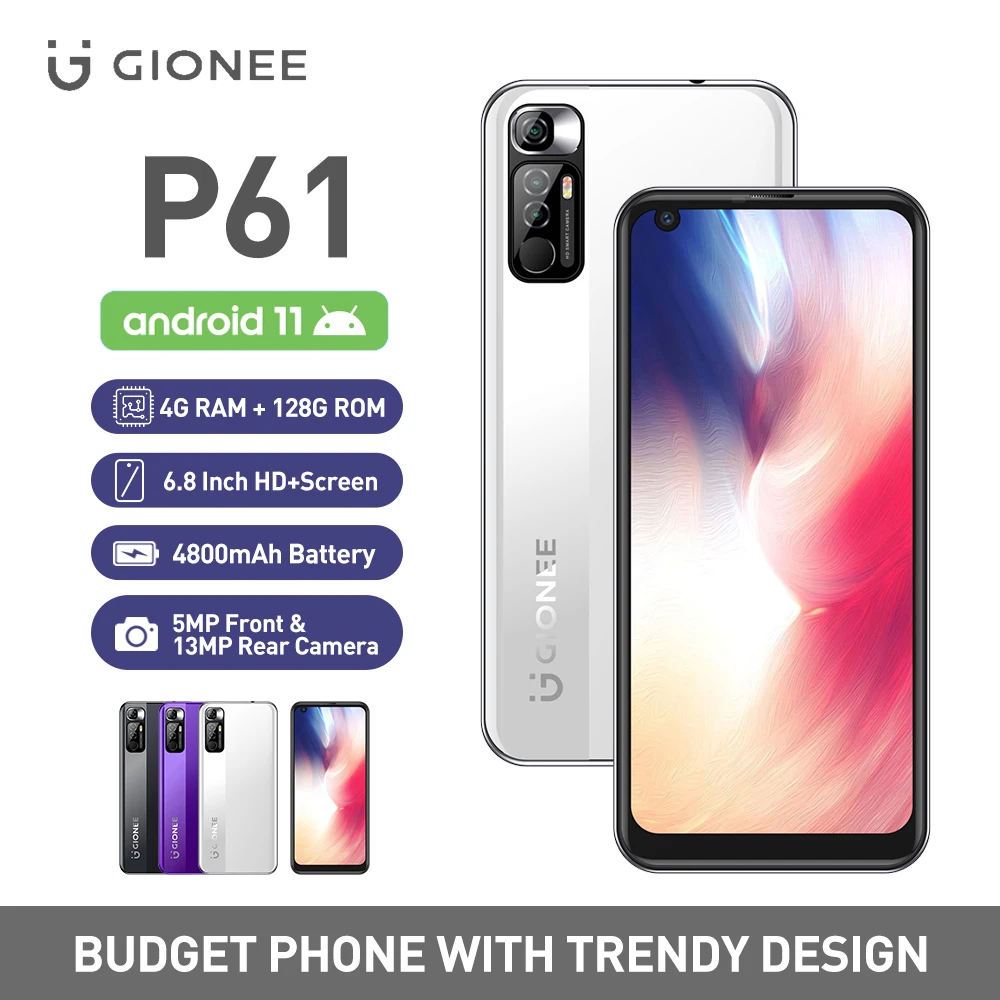 GIONEE P61 мобильный телефон 4G RAM 128G ROM 6 8 &quotHD IPS экран Android 11 Helio P60 Восьмиядерный