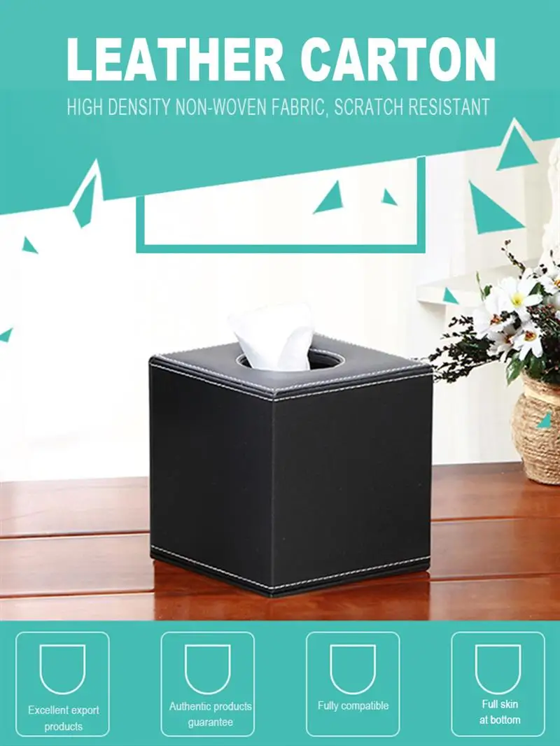 

Tissue Box PU Leather Tissue Holder Toilet Paper Box Napkin Case Cover Canister Dispenser holder for Home Decoration