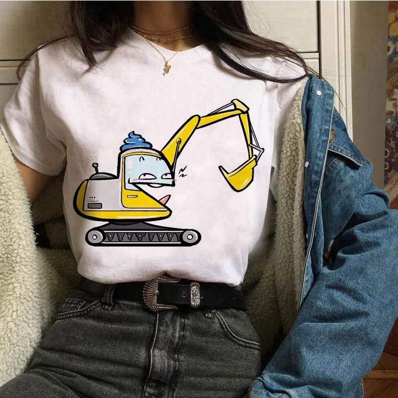 

2020 New Fashion Casual Cute Trolley Car Print Short Sleeve T-Shirt Harajuku Casual Cartoon Cute Female Short Sleeve T-Shirt