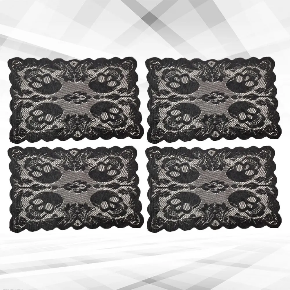 4 шт Хэллоуин Череп салфетки веб кружева обеденная тарелка коврик для украшения