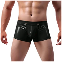 men sexy panties faux leather lingerie briefs thongs underwear low waist detachable g strings gay sissy jock strap breathable