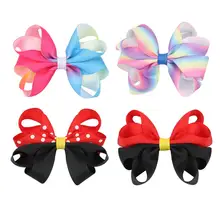 Oaoleer Pinzas para el pelo con lazo para niña, horquillas de arcoíris, pasadores, accesorios para el cabello con gradiente, 3,5 pulgadas (3)