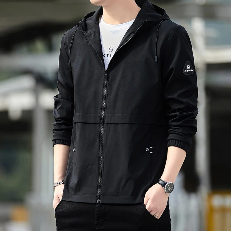 

New Korean Men'S Coat Spring And Autumn Fashion All Kinds Of Flying Suits Slim Top Boys Students Thin Simple Solid Color Casual