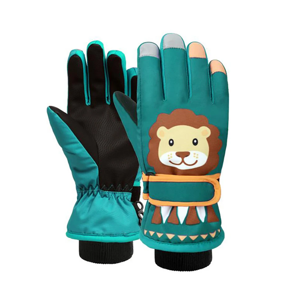 Ski Mittens Wrist Warmer Boy Girls Child Plus Velvet Skiing Gloves