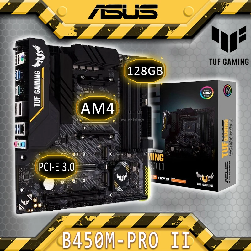 

AM4 Asus TUF GAMING B450M-PRO II Motherboard DDR4 128GB PCI-E 3.0 M.2 SSD CHIA CrossFireX PCI-E 3.0 AMD B450 Placa-mãe AM4 New