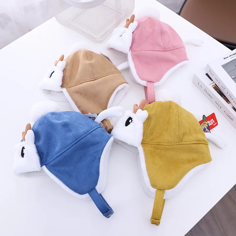 

Winter Children Girls Bo Plush Warm Hat Cartoon Christmas Deer Shape Ear Protection Lei Feng Hat New Style