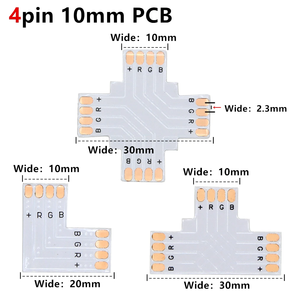 2pin/3pin/4pin/5pin угловой разъем 8 мм/10 мм/12 мм T/L/X PCB форма Solderless для WS2812 WS2811 Pixel