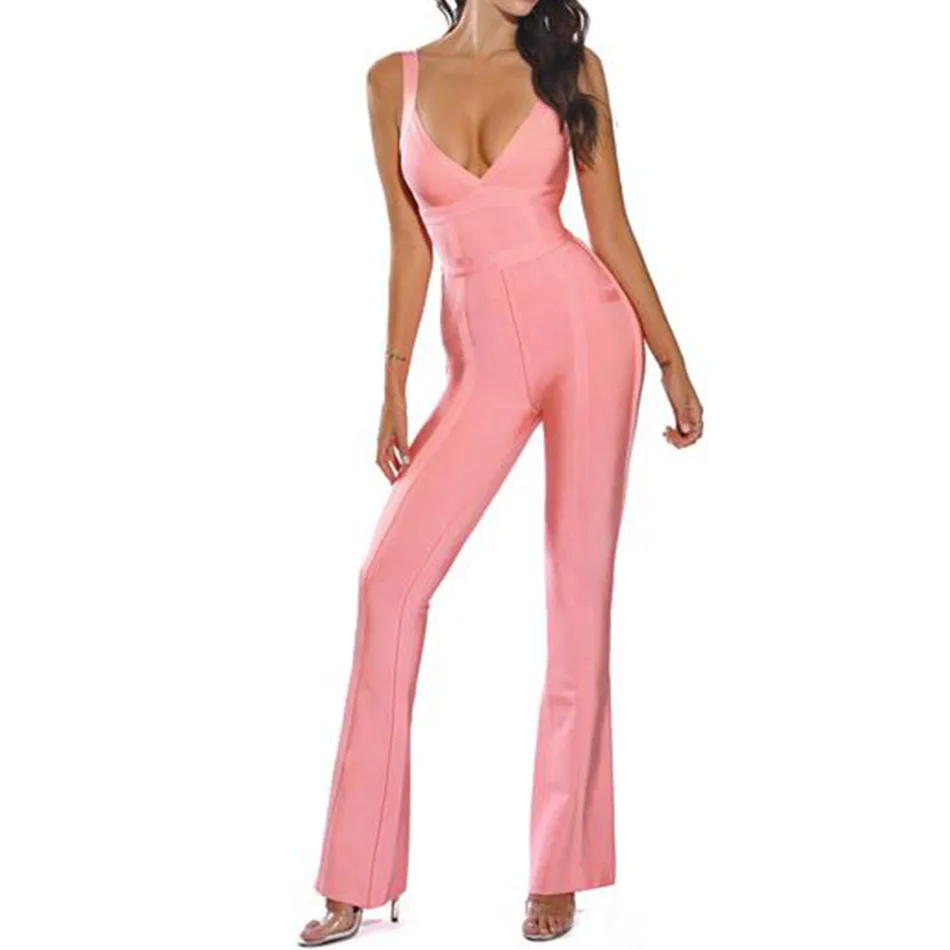 Женский Облегающий комбинезон Amily.C розовый без рукавов вечерние комбинезоны