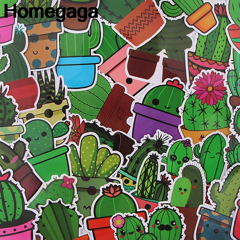 Homegaga 36 шт кактус растения девушка мультфильм творческие значки DIY наклейки ПК
