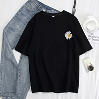 embroidery sunflower cotton summer 90s t shirt women 2020 tee shirt high elasticity breathable o neck female top tshirt ladies