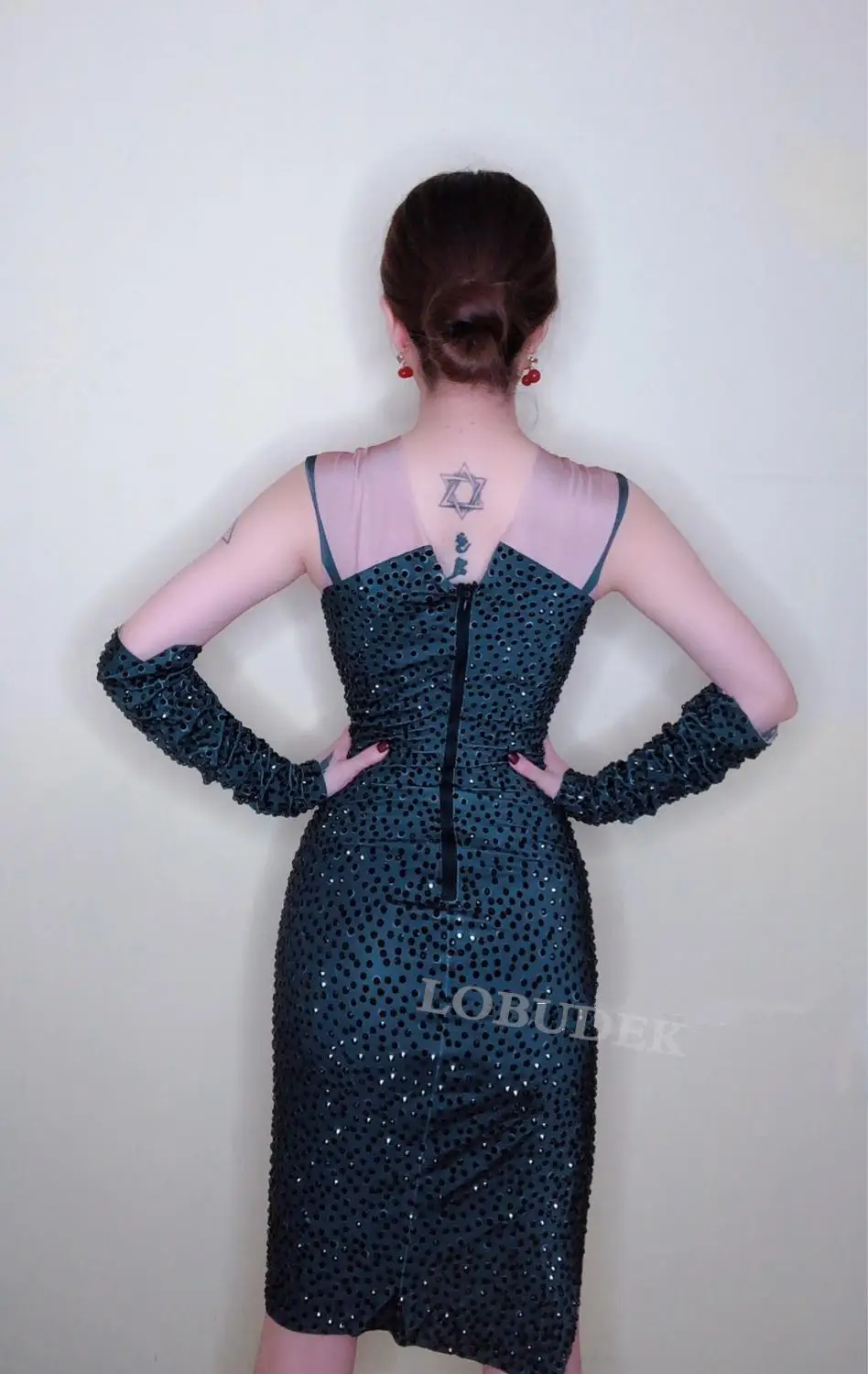 

Nightclub Female Singer DS Costume Red Heart-shaped Rhinestones Dress Stage Wear Birthday Party Slit Dresses Performance Clothes