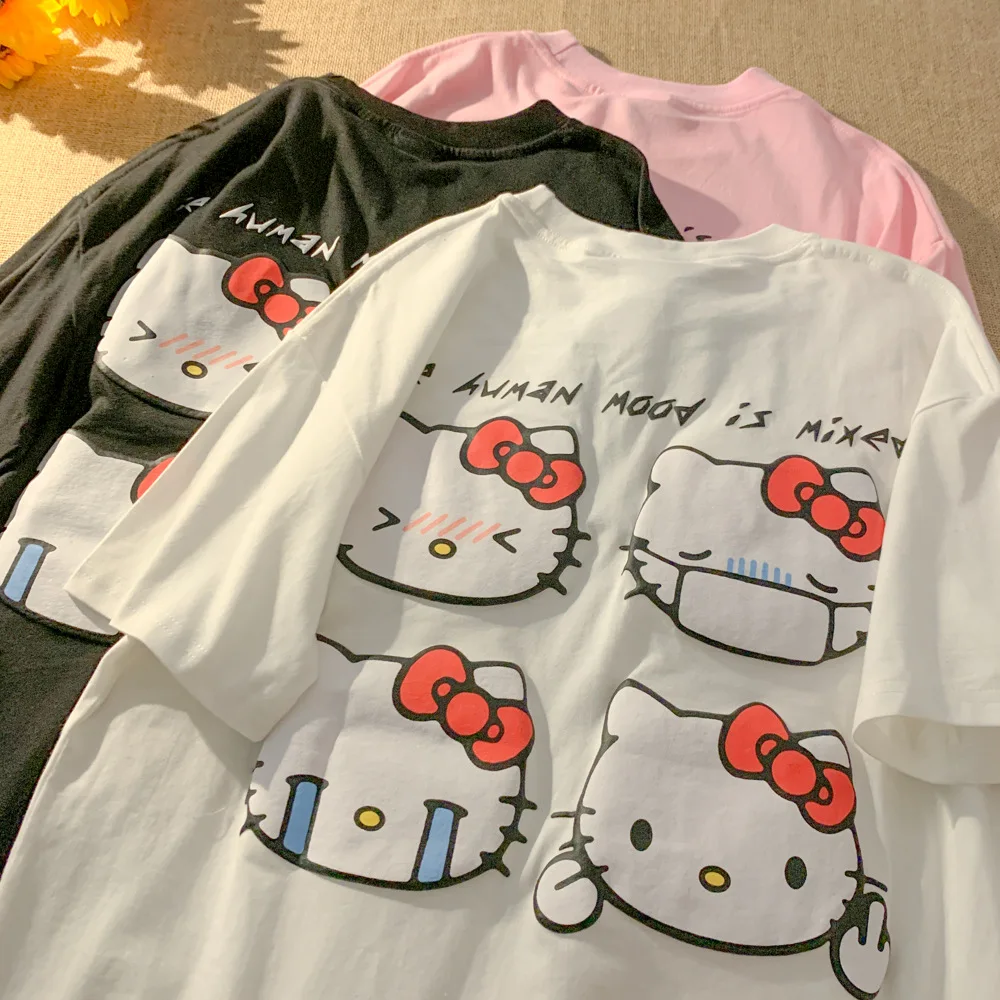 

Kawaii Hellow Kittys Sanrio плюшевые Мультяшные милые куклы универсальные с принтом с коротким рукавом аниме плюшевые игрушки для девочек подарок на де...