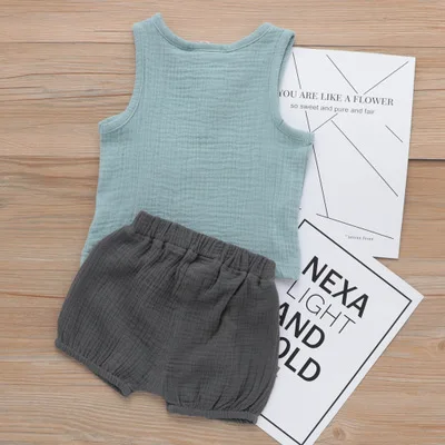newborn baby boys summer clothing sets infant fashion cotton sleeveless t-shirt+shorts 2pcs fot bebes toddler outfits |