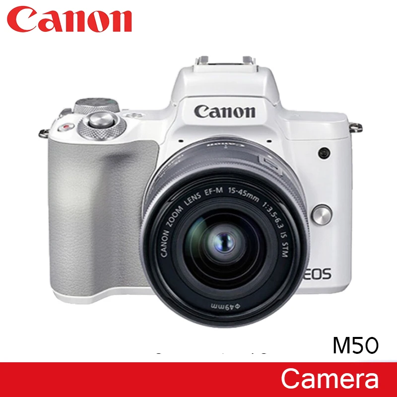 

Беззеркальная камера Canon M50 подходит для портретной фотографии с объективом 15-45 мм для стабилизации высокого качества (белая)