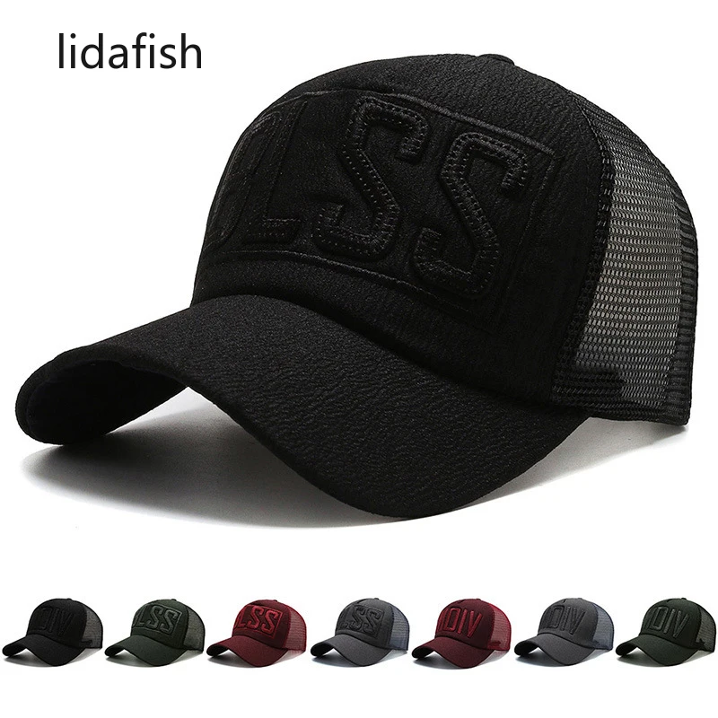 

lidafish 2022 Men's Mesh Baseball Cap Summer Breathable Snapback Trucker Cap Outdoor Sport Sun Hats Bone Gorras