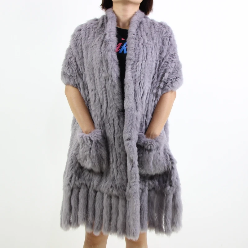 light grey Harppihop* Роскошные женские шарфы из натурального кроличьего меха с кисточками, женские шарфы из пашмины на осень и зиму, женские меховые шали - Цвет: light grey