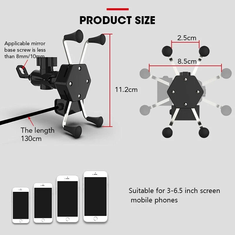 universal motorcycle bike cell phone mount holder wusb charger rearview mirror smartphone holder ball mount for ram accessories free global shipping