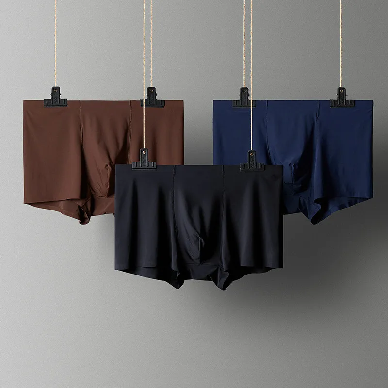 Бесшовное Мужское нижнее белье Роскошные шелковые боксеры мужские