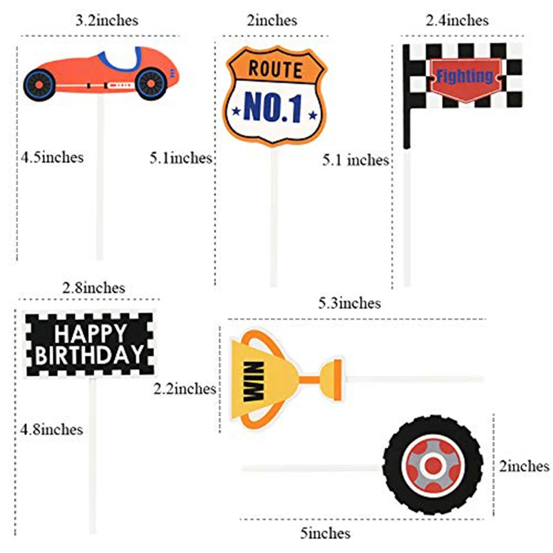 6 шт. гоночные тематические украшения для торта