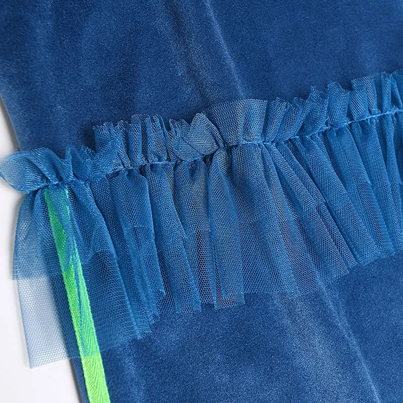 Женское бархатное платье XITAO комбинированное Сетчатое большого размера с