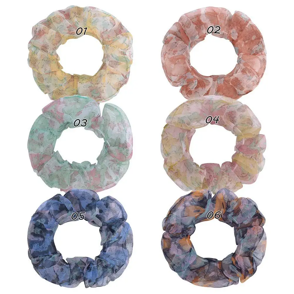 

Hot Fashions 6 Colors New INS Girls Gauzy Scrunchies Elastic Hairbands Big Ponytail Holder Hair Bands Women Hair Accessories