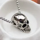 Ожерелье с трехмерным черепом в стиле панк из титановой стали, мужское ожерелье в стиле хип-хоп, популярное украшение на Хэллоуин, новинка 2020 года, оптовая продажа