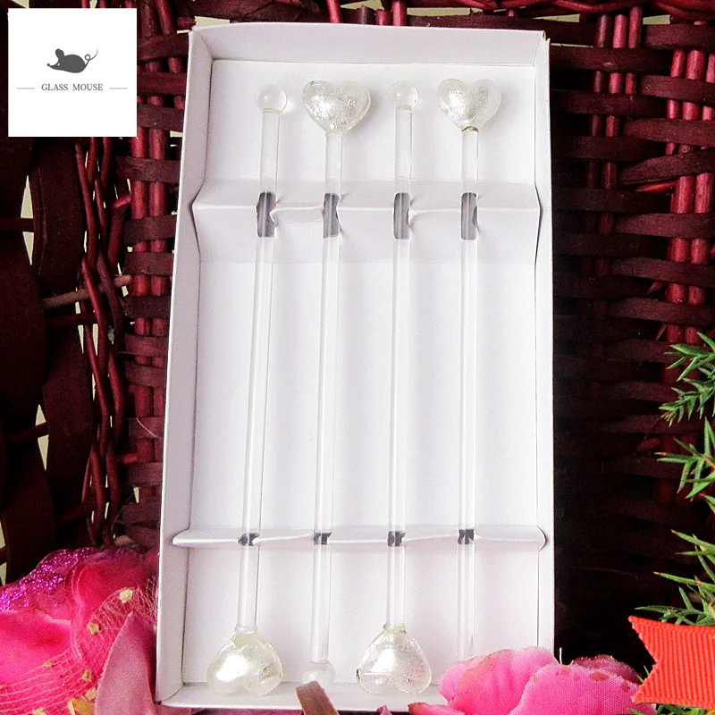 4 шт. Цветочная Статуэтка дизайн коктейльные винные стеклянные палочки для