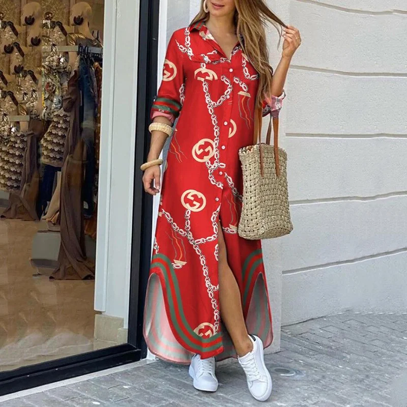 

Модное женское платье с длинным рукавом, стильное темпераментное женское платье, платье макси, популярное свободное базовое платье, женска...