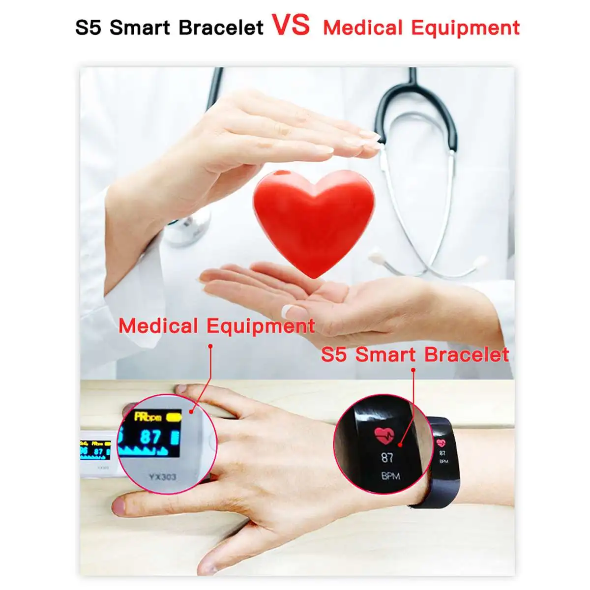 

Heart Rate Blood Pressure Monitor Smart Watch Bracelet Color Screen bluetooth Wristband Waterproof Fitness Sport