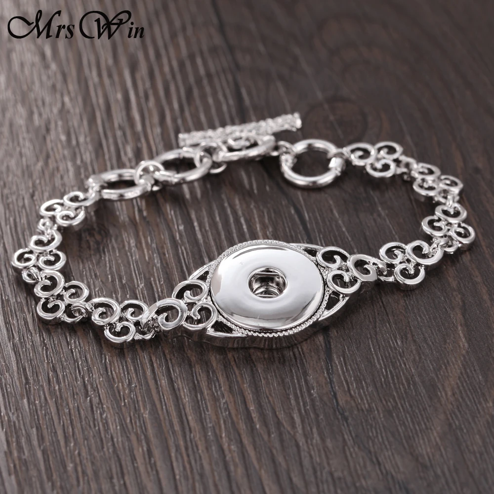 Новые кнопки браслет антикварные Серебристые цепи 18 мм с украшением в виде