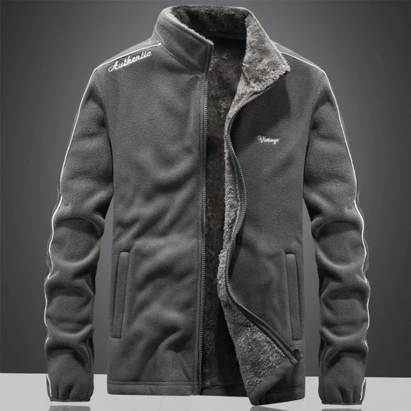 Мужская Уличная осенне-зимняя флисовая куртка ветрозащитная утепленная