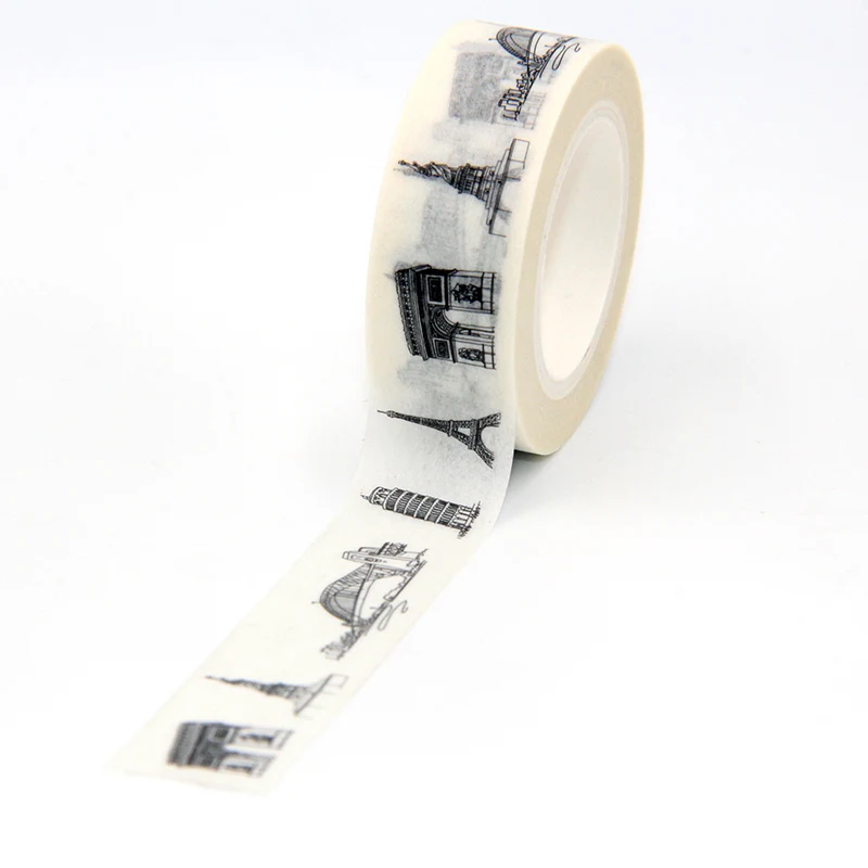 

10pcs/lot 15mm*10m Eiffel tower Washi Tape Japanese Paper DIY Planner Masking Tape Decorative Stationery